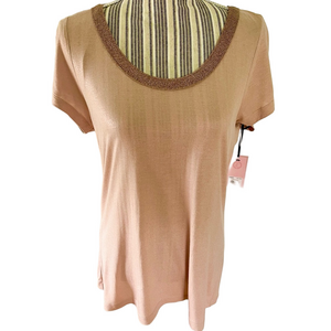 NWT Juicy Couture shimmering copper top has beautiful sparkling detail at neck